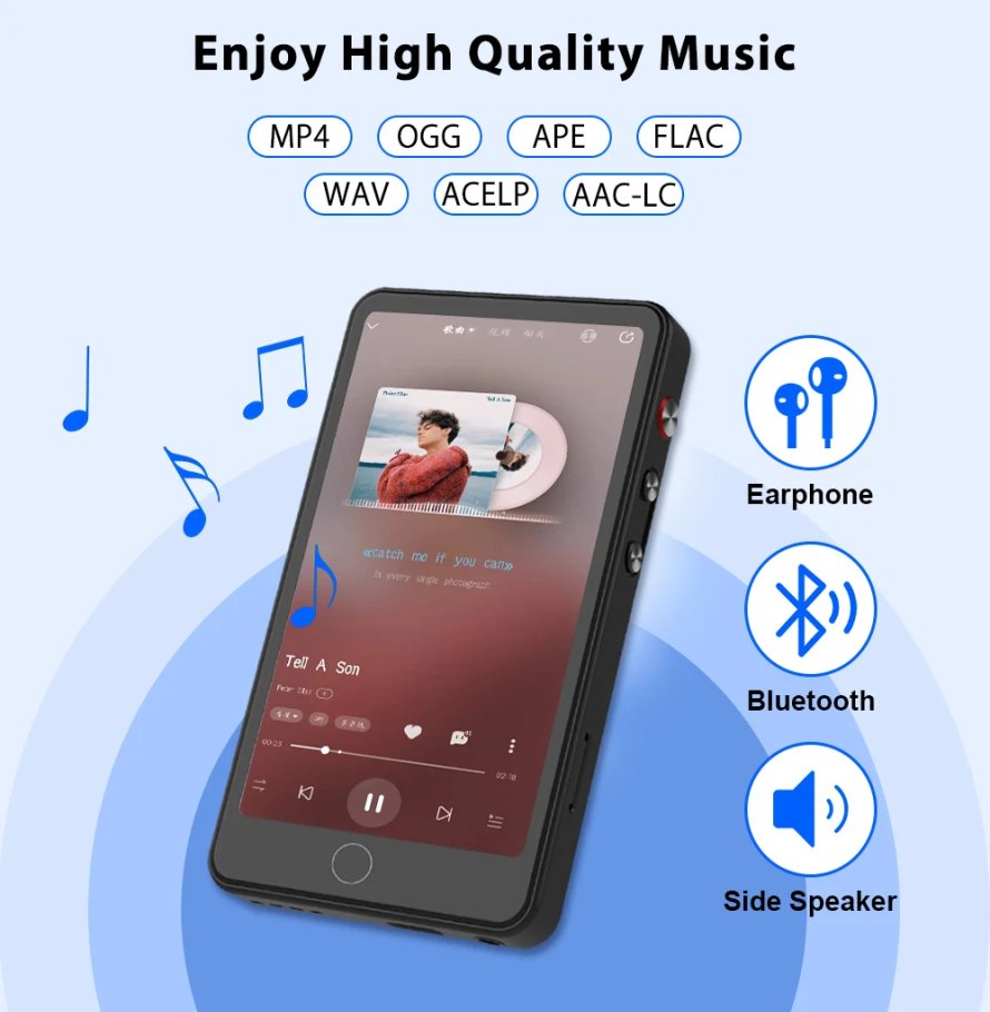 Deelife pemutar musik Android MP, pemutar sentuh dengan Bluetooth dan WiFi  MP MP  mendukung Ibrani