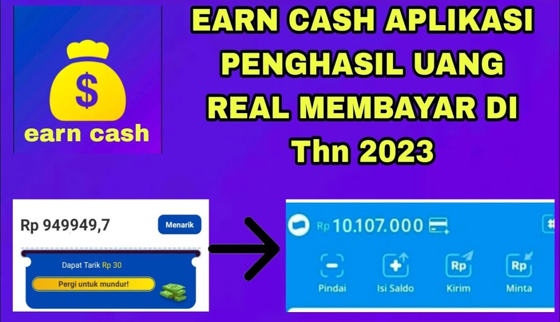 Earn CAsh aplikasi penghasil uang real membayar di thn  - YouTube