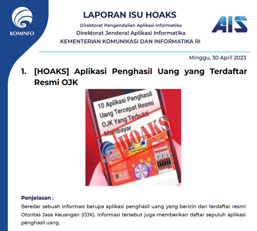 Isu Hoaks & Disinformasi  April  – PPID Diskominfo Jateng