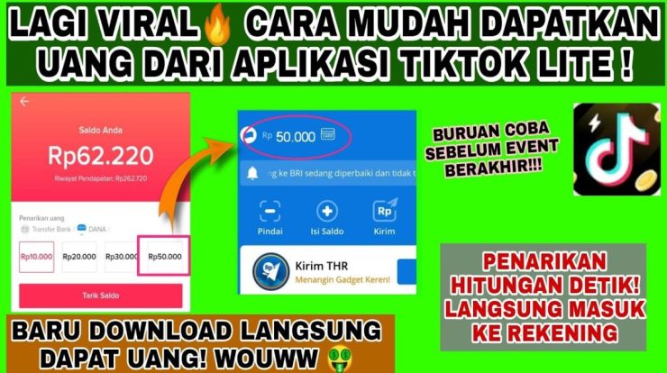 lagi viral cara mudah dapatkan uang dari aplikasi tiktok lite penghasil uang terbaru