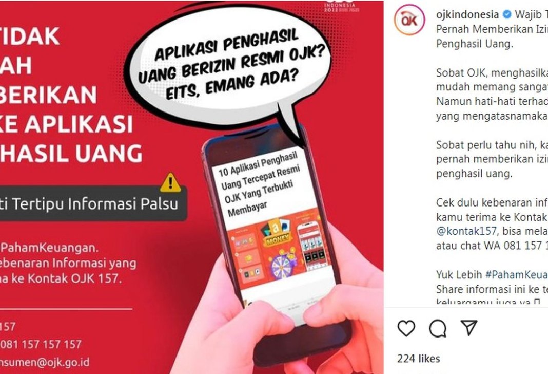 OJK Pastikan Aplikasi Penghasil Uang Ilegal, Masyarakat Diminta