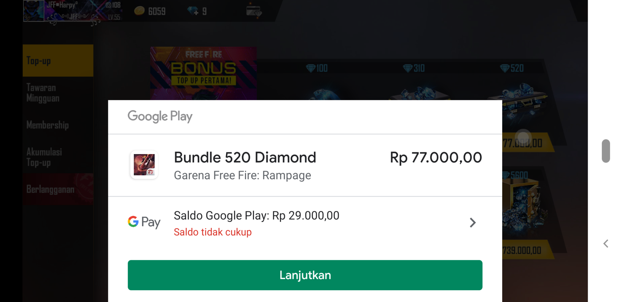 Saldo google play tidak masuk saat di dalam game - Komunitas