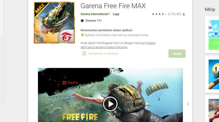 ukuran download free fire ff max untuk update ob mei